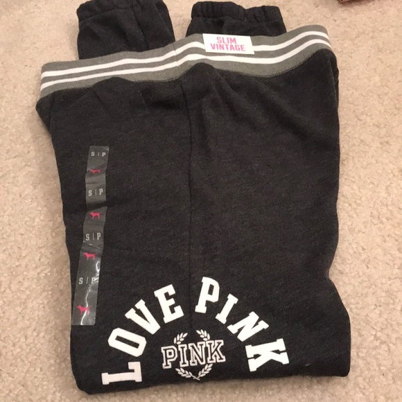 NWT Pink slim vintage grey cuffed joggers sz Sm - Picture 4 of 6